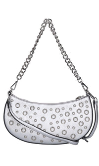 Borsa in ecopelle con occhielli argento 