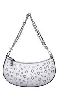 Borsa in ecopelle con occhielli argento 