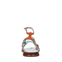 Sandali flat in pelle e camoscio 