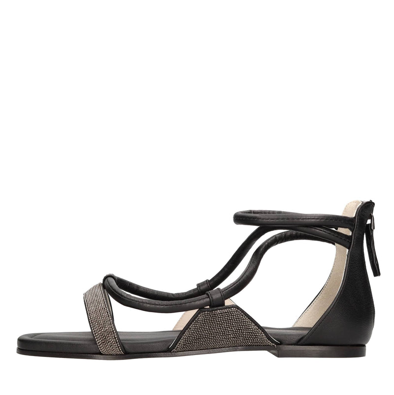 Sandali flat in pelle 