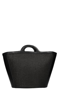 Borsa in ecopelle e raffia 
