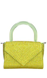 Borsa mini Cookie in raso e strass 