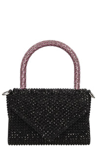 Borsa mini Cookie in raso e strass 