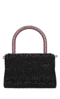 Borsa mini Cookie in raso e strass 