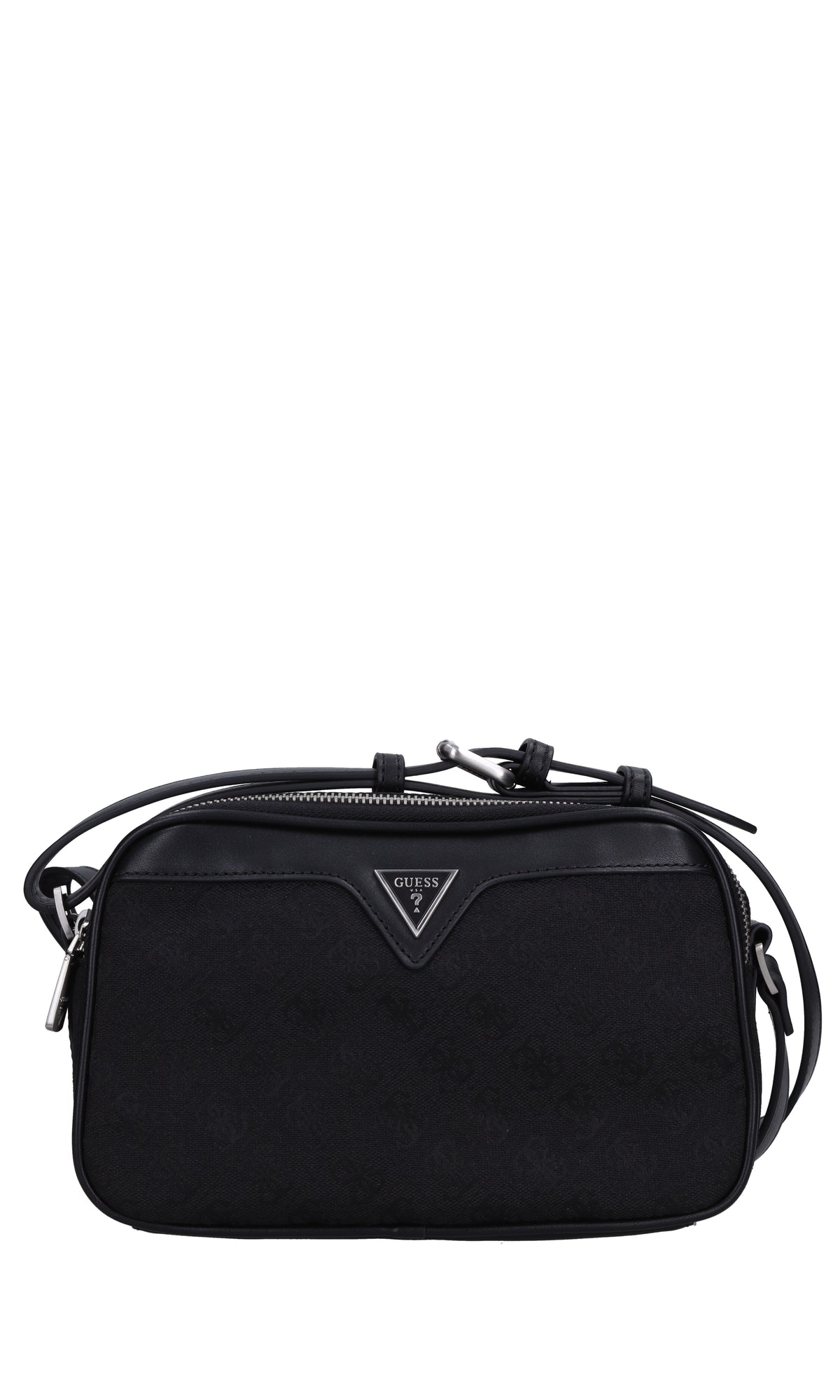 Borsa in tessuto con inserti in ecopelle 