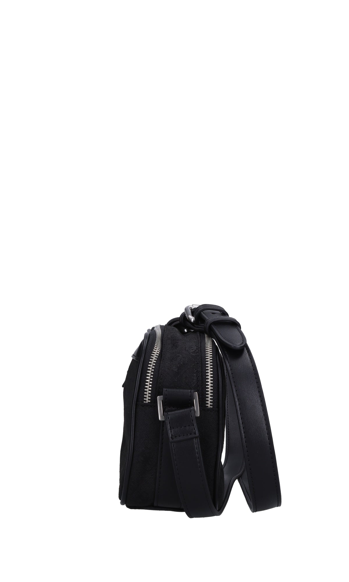 Borsa in tessuto con inserti in ecopelle 