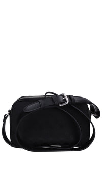 Borsa in tessuto con inserti in ecopelle 