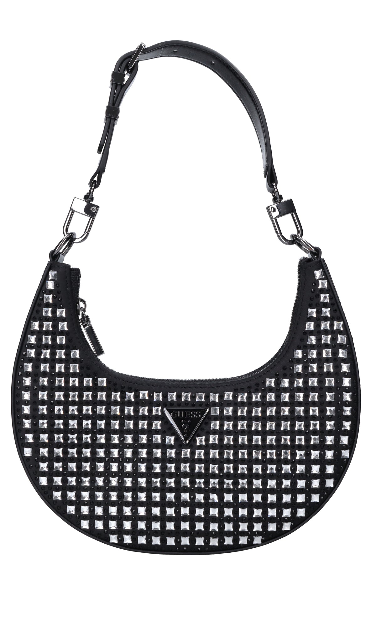 Borsa in ecopelle tessuto e strass 