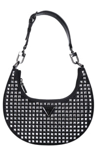 Borsa in ecopelle tessuto e strass 