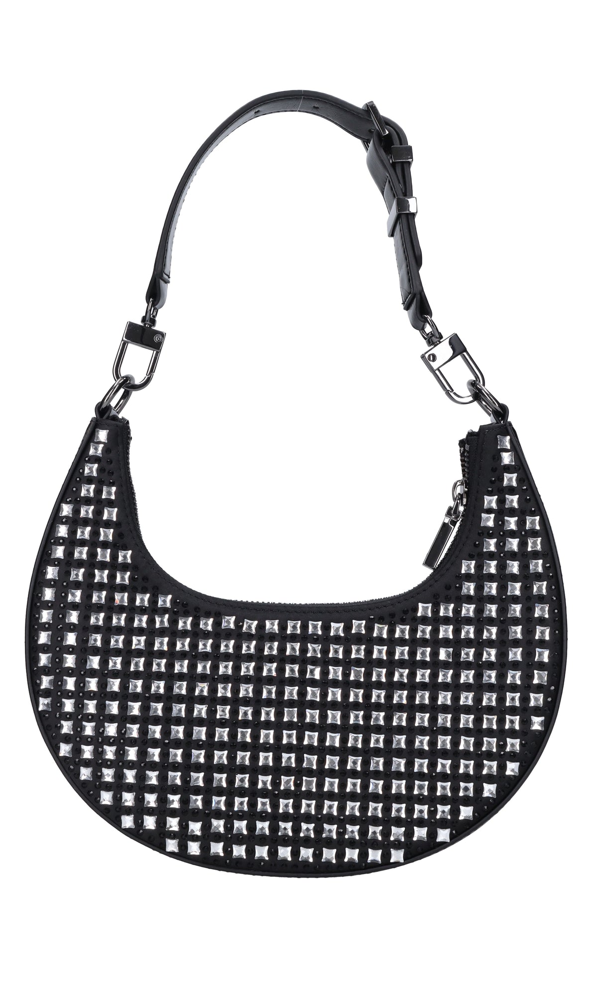 Borsa in ecopelle tessuto e strass 