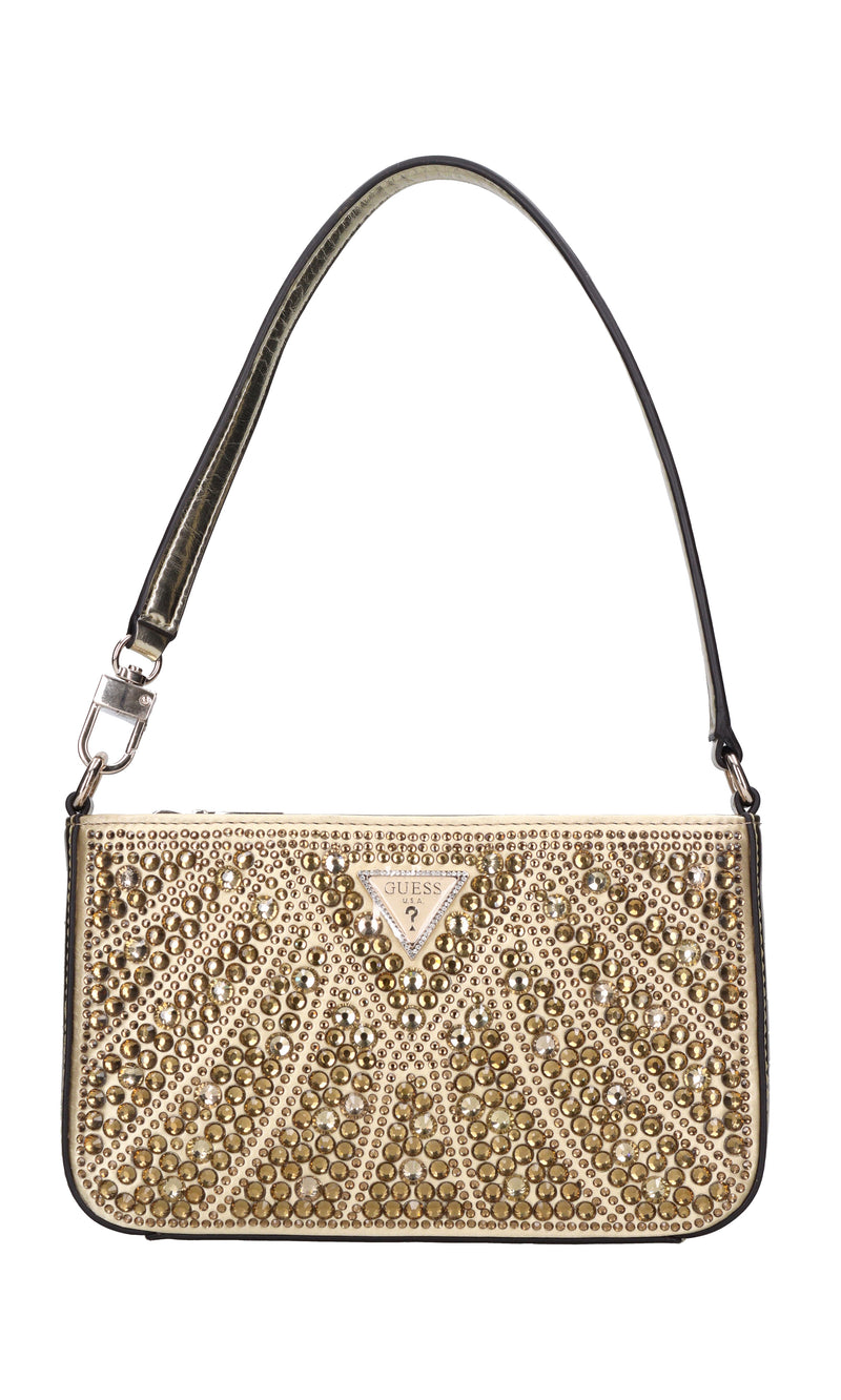 Borsa in ecopelle tessuto e strass 