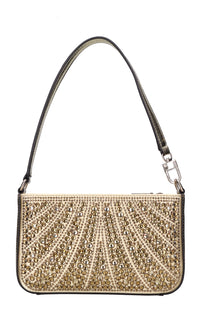 Borsa in ecopelle tessuto e strass 