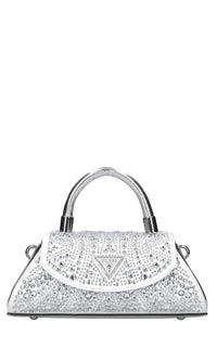 Borsa in ecopelle tessuto e strass 