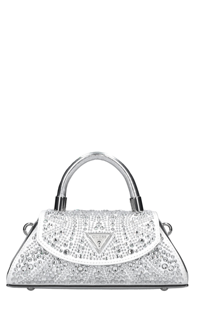 Borsa in ecopelle tessuto e strass 