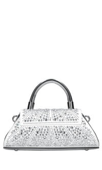 Borsa in ecopelle tessuto e strass 