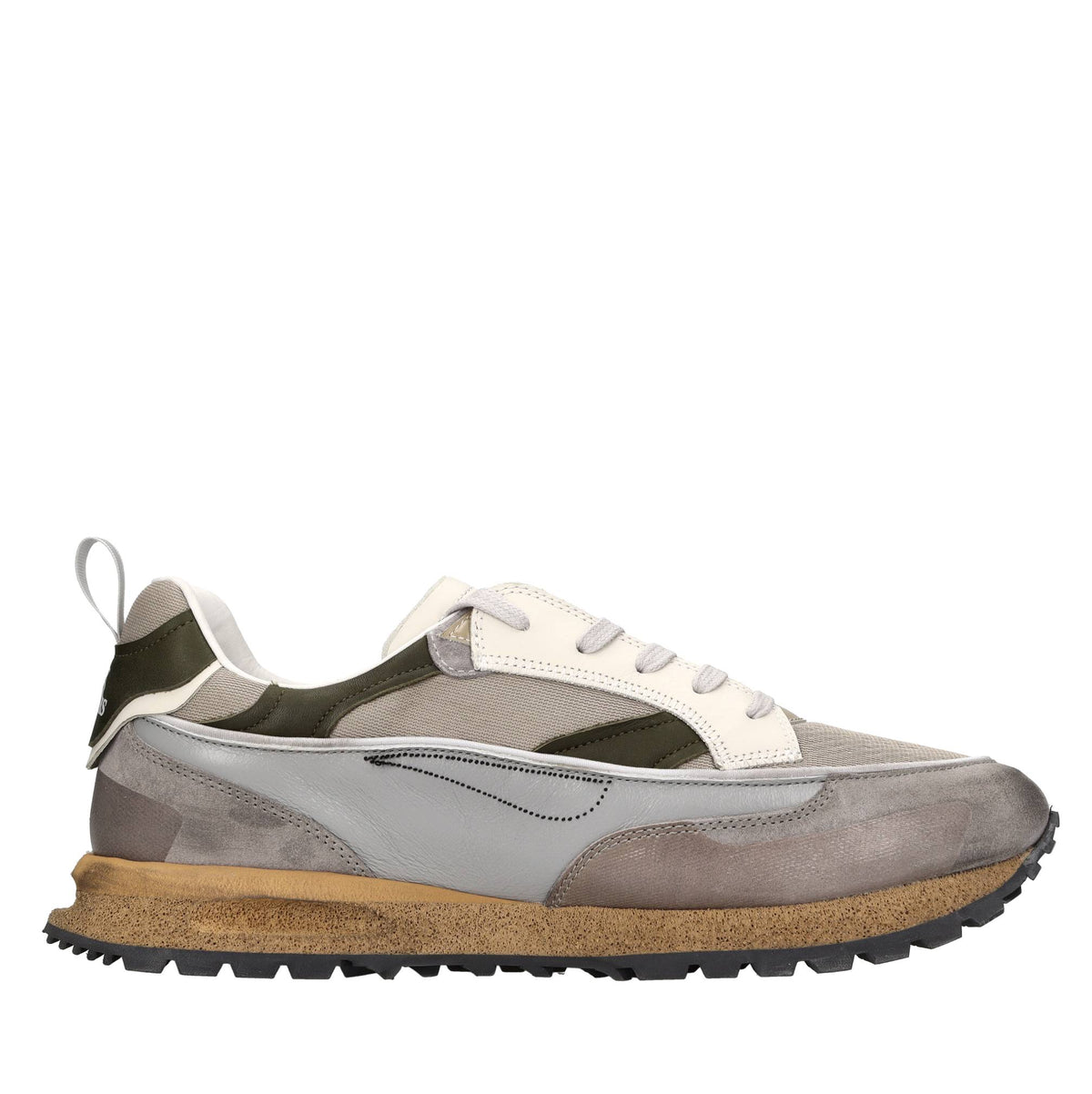 Sneakers in pelle e tessuto 
