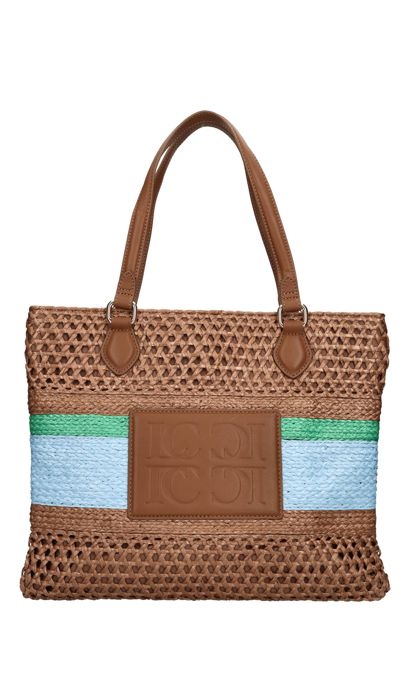 Borsa Glory in rafia ed ecopelle 
