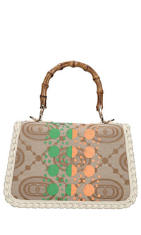 Borsa Monogram in pelle e tessuto 