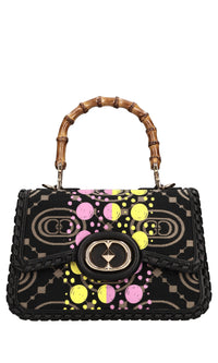 Borsa Monogram in pelle e tessuto 