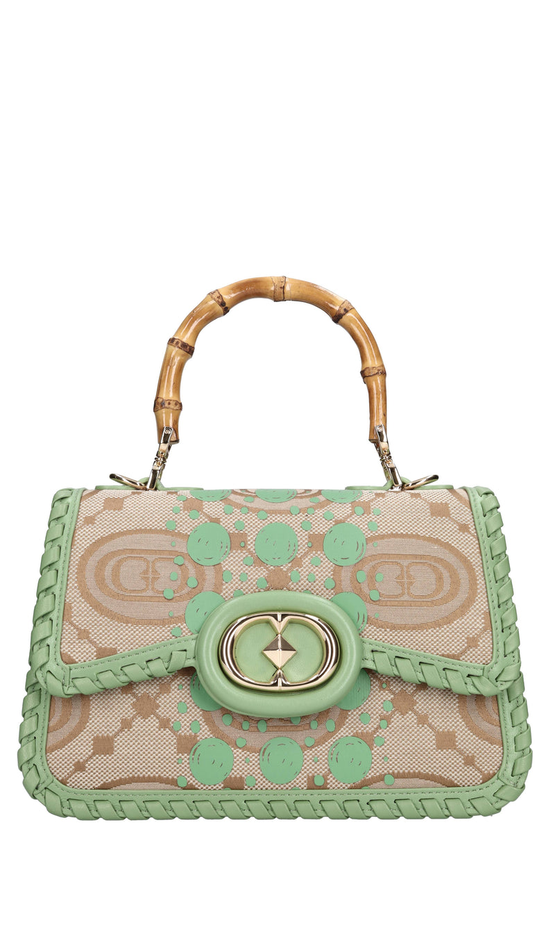 Borsa Monogram in pelle e tessuto 