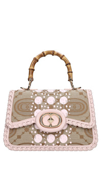 Borsa Monogram in pelle e tessuto 