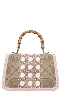 Borsa Monogram in pelle e tessuto 
