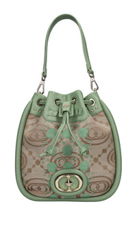 Borsa monogram in pelle e tessuto 