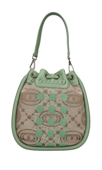 Borsa monogram in pelle e tessuto 