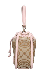 Borsa monogram in pelle e tessuto 