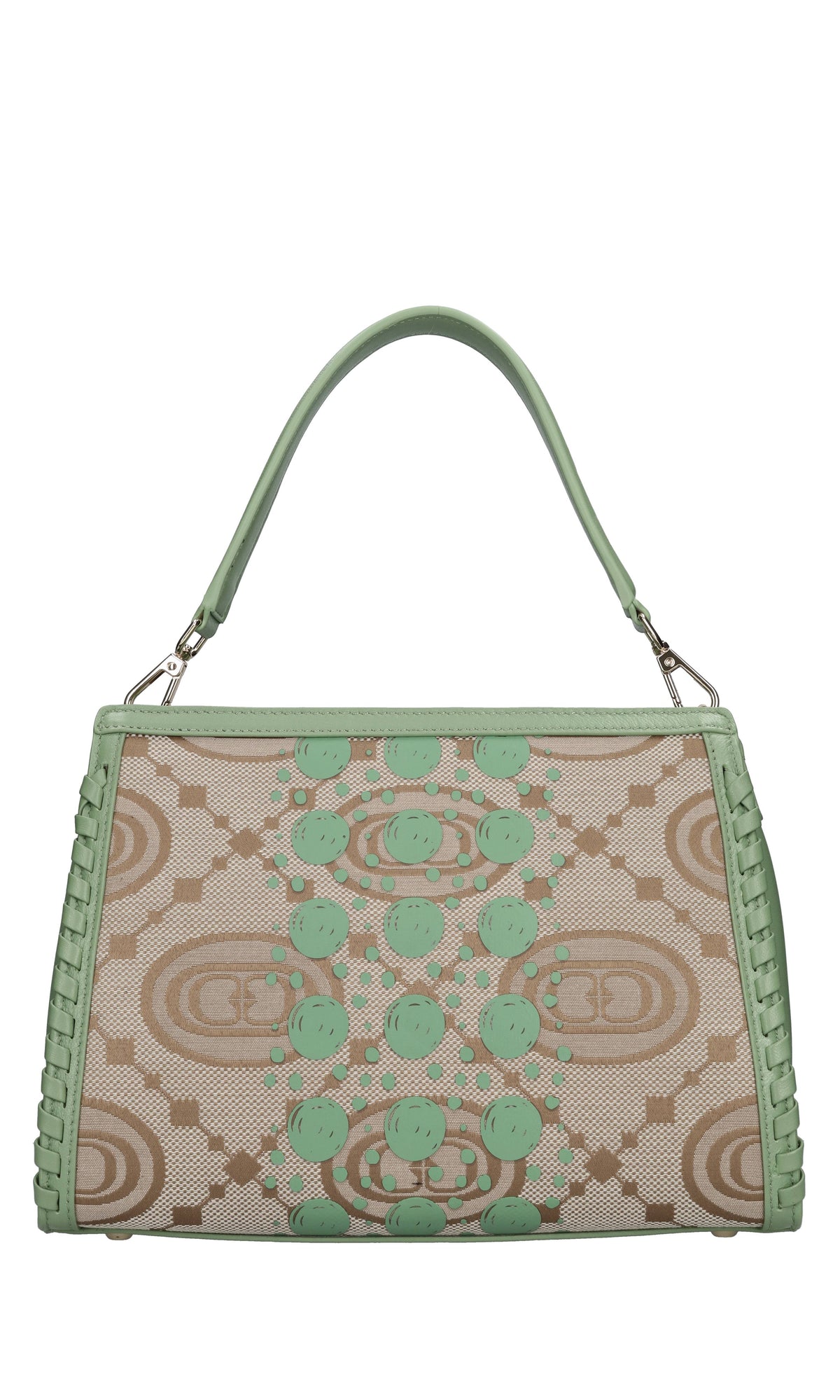 Borsa monogram in pelle e tessuto 