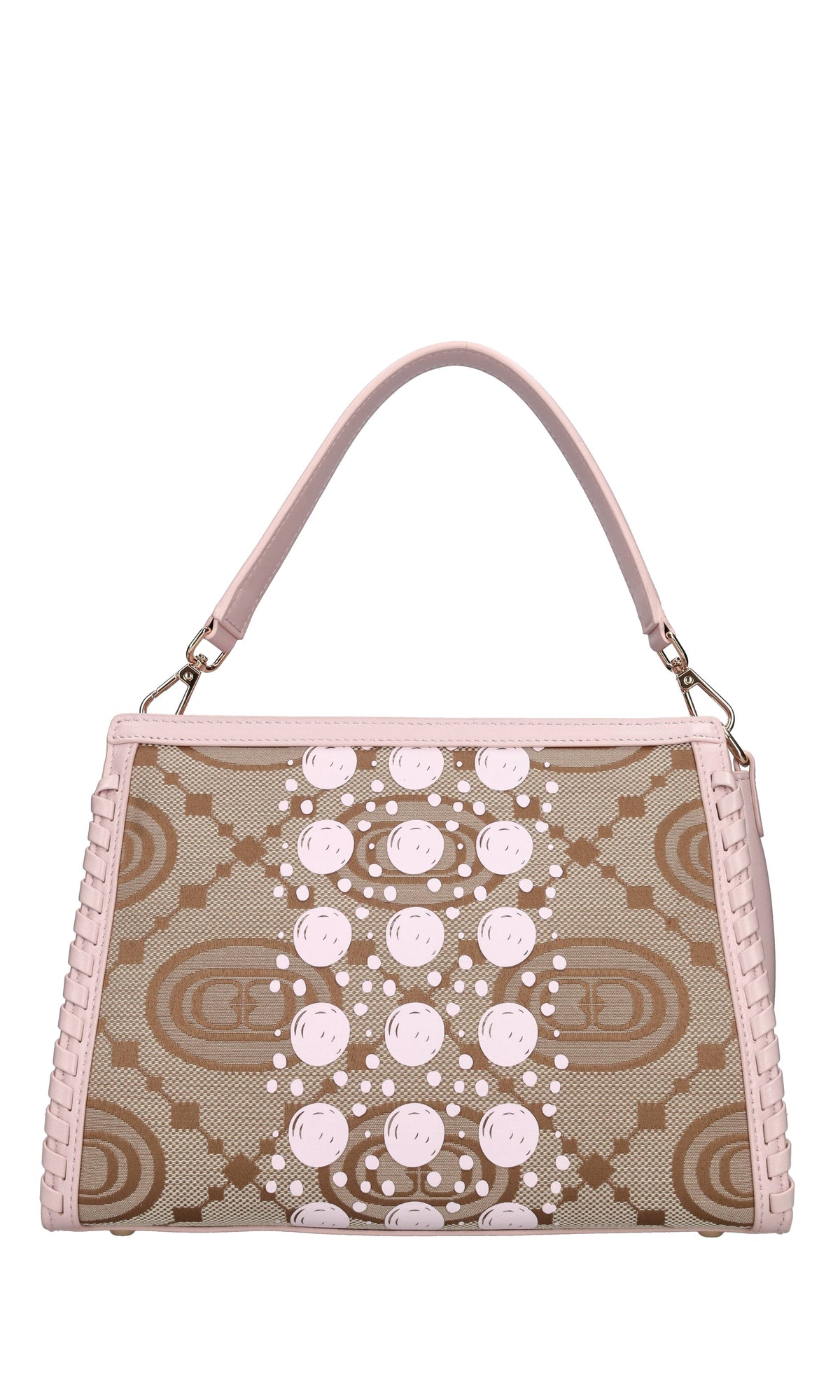 Borsa monogram in pelle e tessuto 