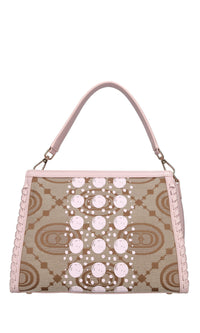 Borsa monogram in pelle e tessuto 