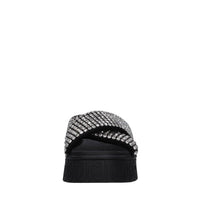 Mules in tessuto e strass 