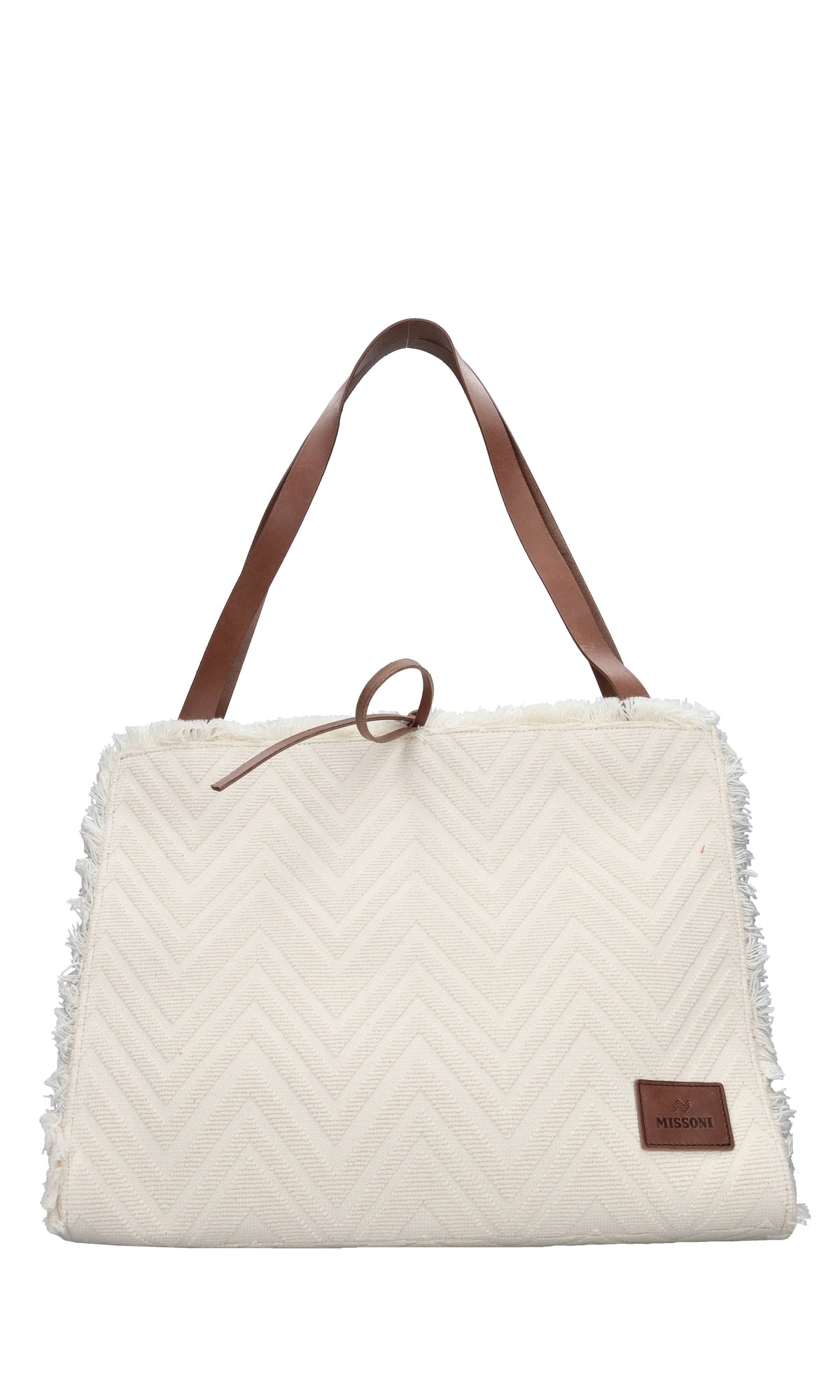 Borsa in tessuto zig zag e pelle 