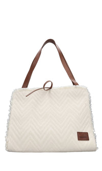 Borsa in tessuto zig zag e pelle 