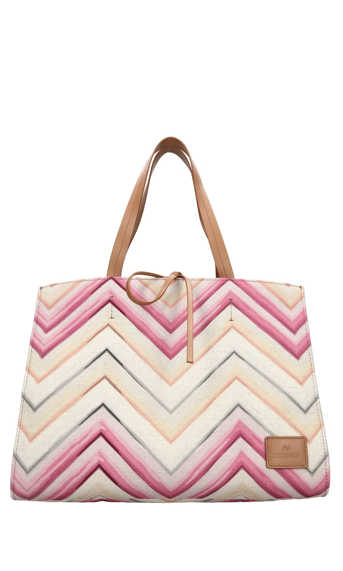 Borsa in tessuto zig zag e pelle 
