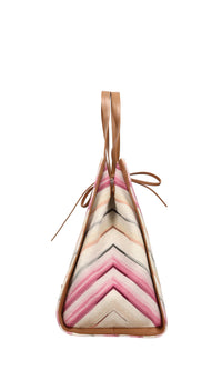 Borsa in tessuto zig zag e pelle 