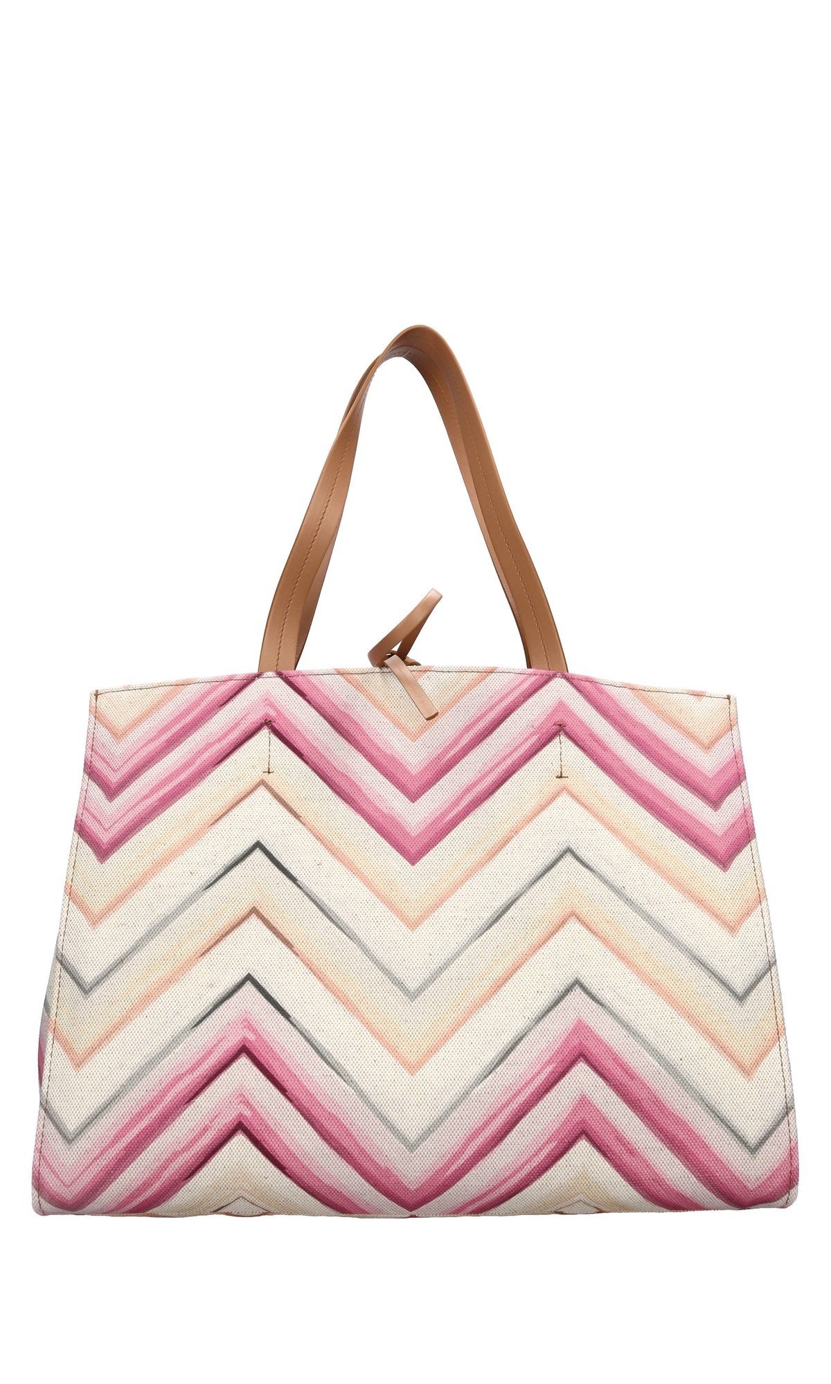 Borsa in tessuto zig zag e pelle 