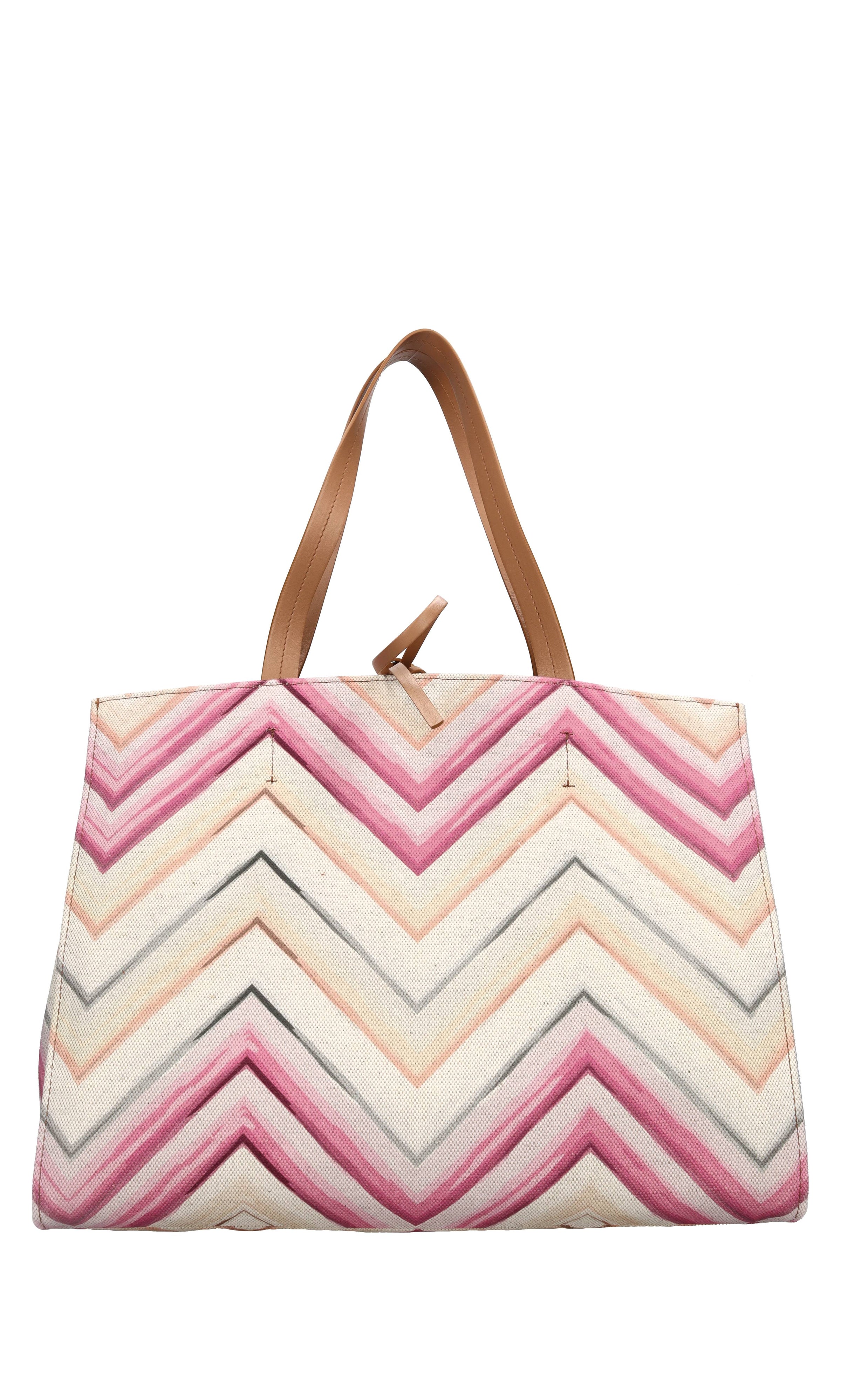 Borsa in tessuto zig zag e pelle 