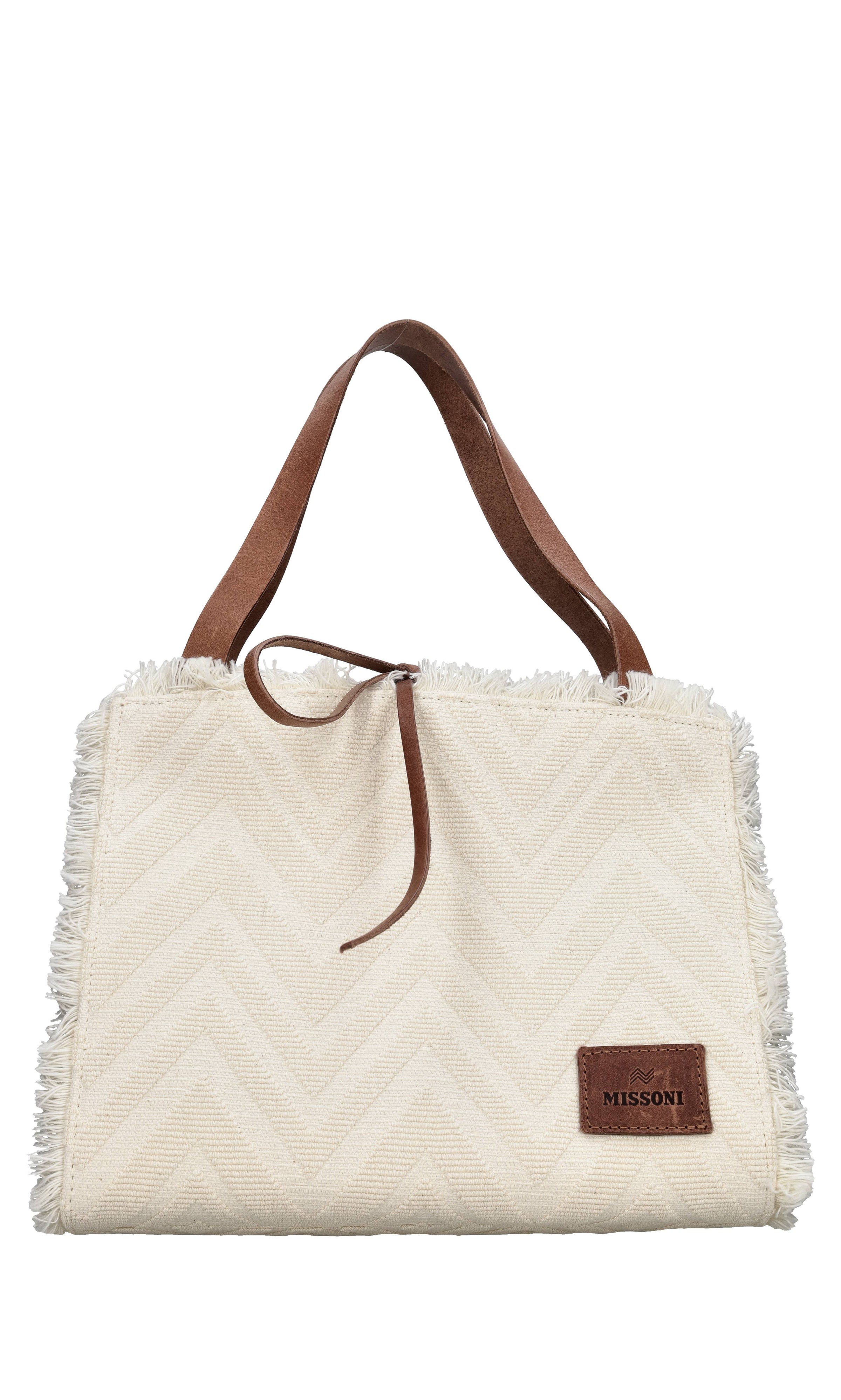 Borsa in tessuto zig zag e pelle 