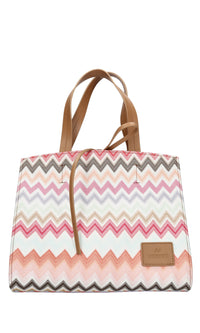 Borsa in tessuto zig zag e pelle 