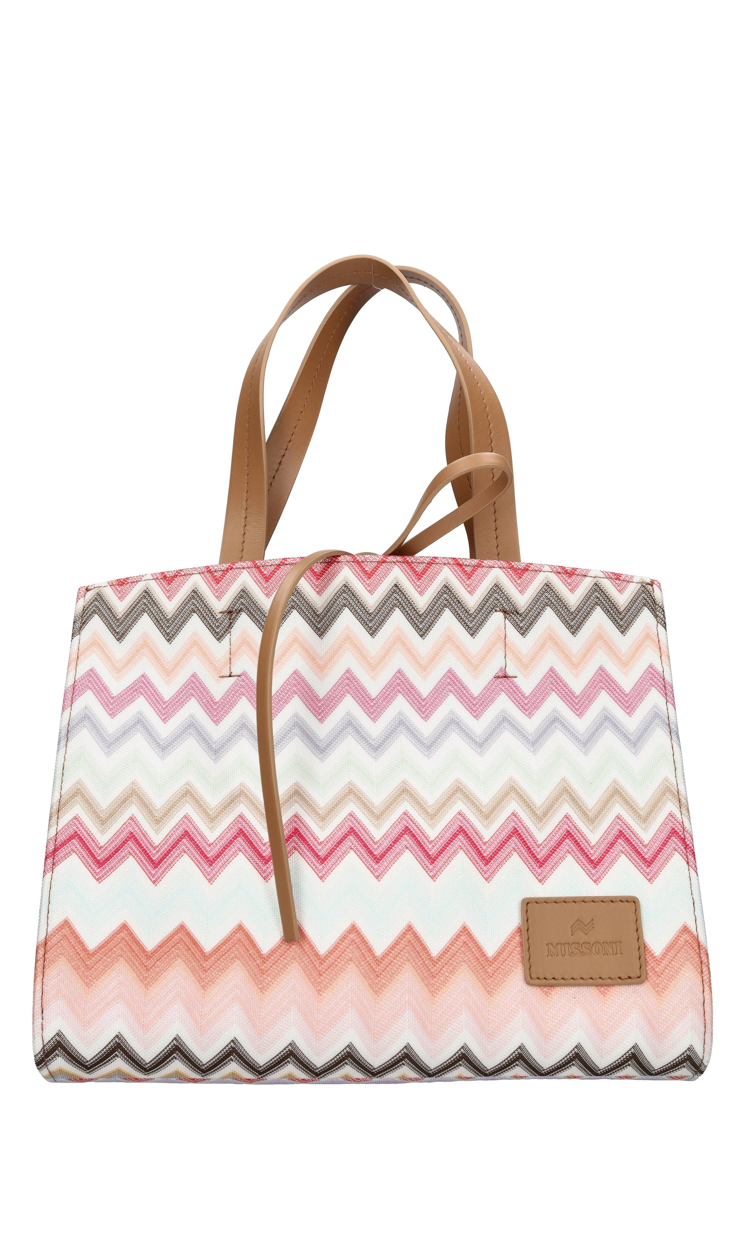 Borsa in tessuto zig zag e pelle 