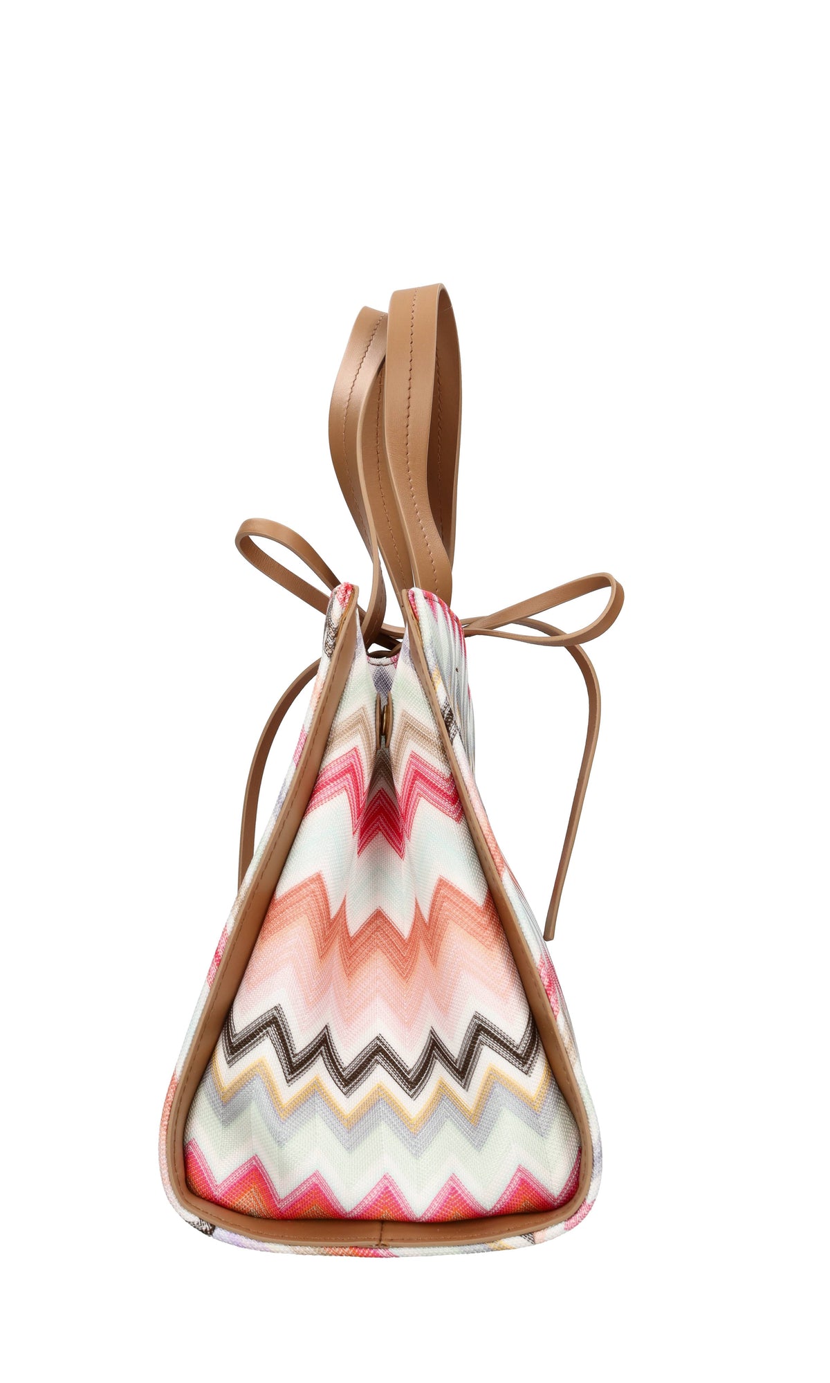 Borsa in tessuto zig zag e pelle 