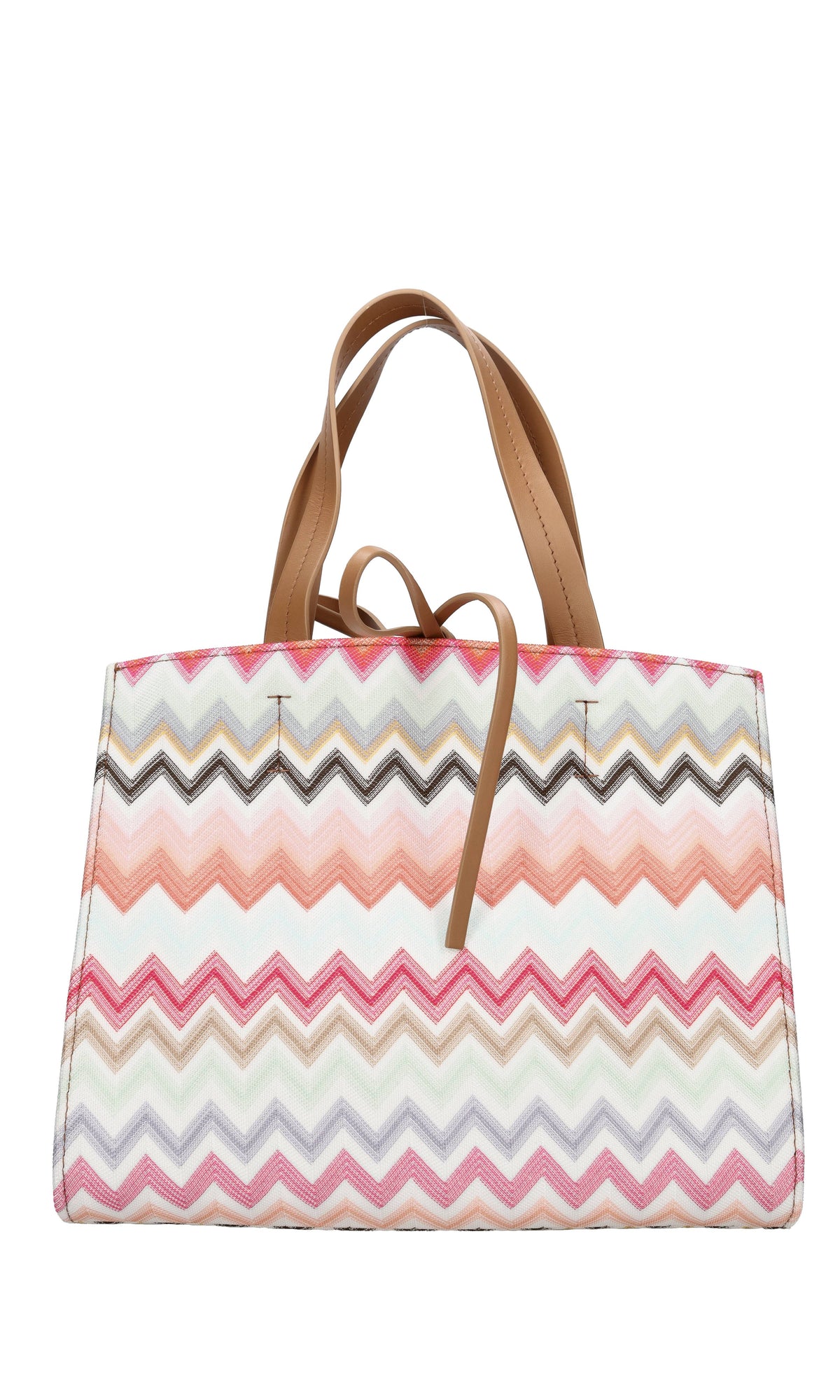 Borsa in tessuto zig zag e pelle 