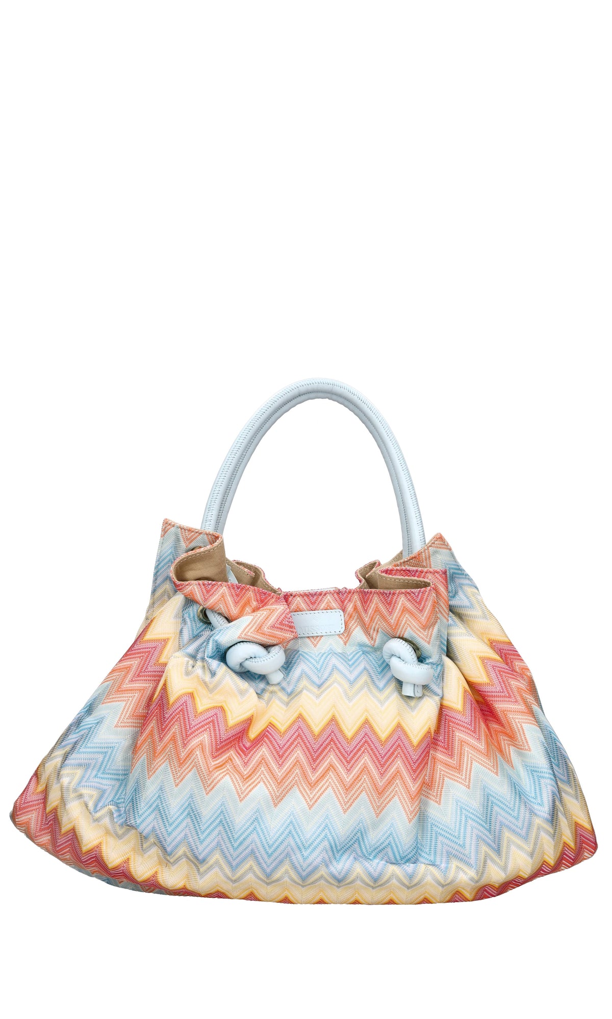 Borsa in tessuto zig zag e pelle 