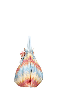 Borsa in tessuto zig zag e pelle 