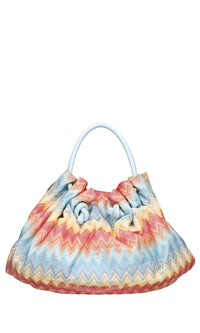 Borsa in tessuto zig zag e pelle 
