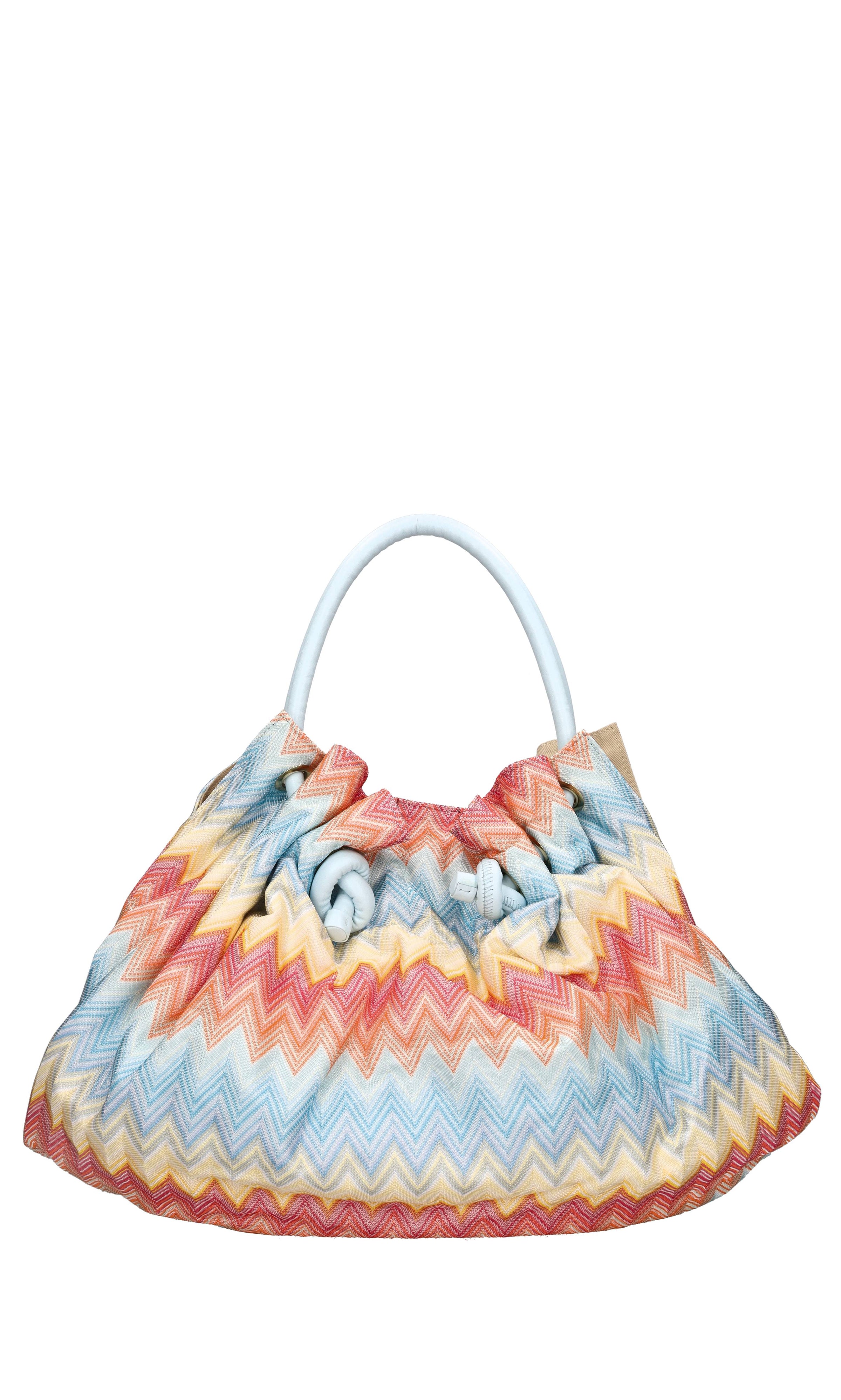 Borsa in tessuto zig zag e pelle 