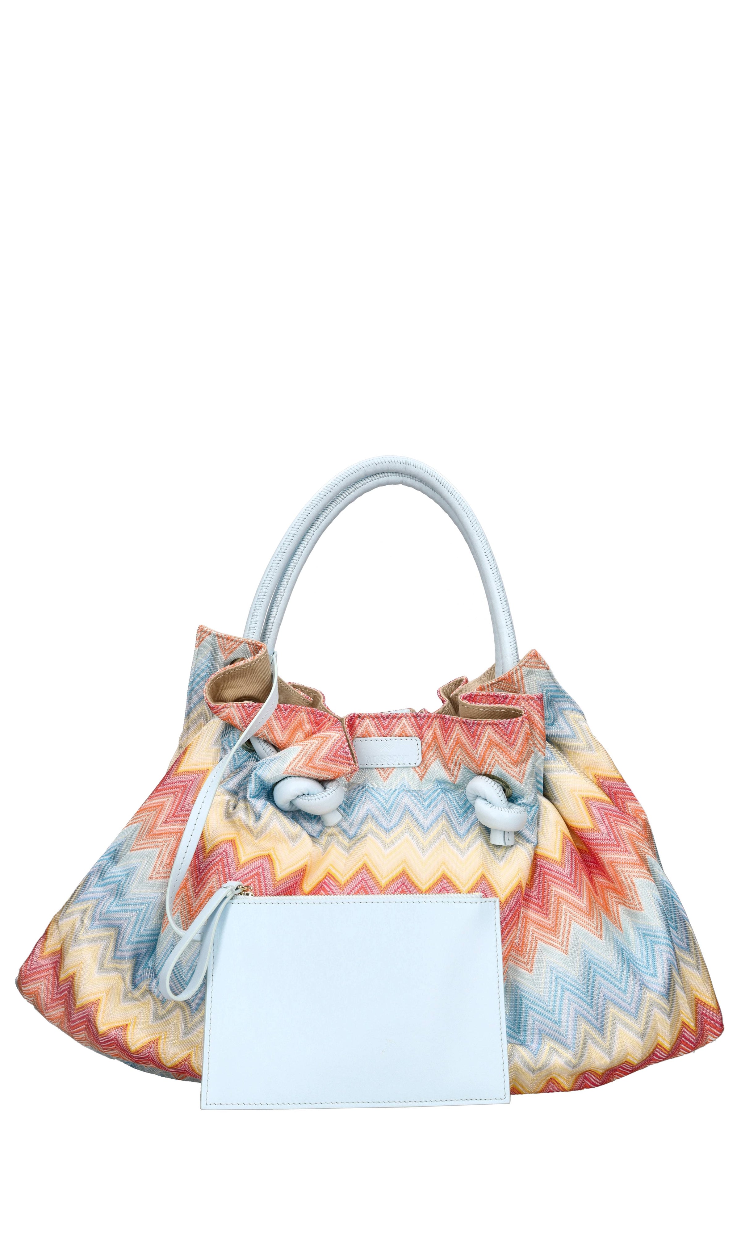 Borsa in tessuto zig zag e pelle 