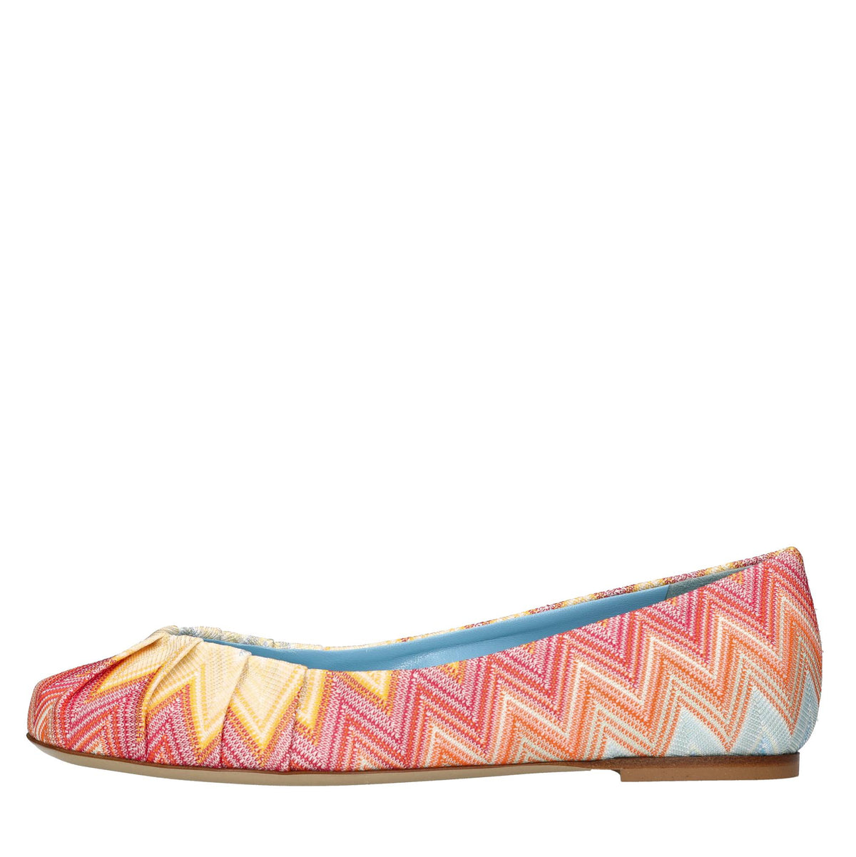 Ballerine in tessuto zig zag e pelle 